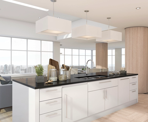 3d rendering kitchen bar with accessory near